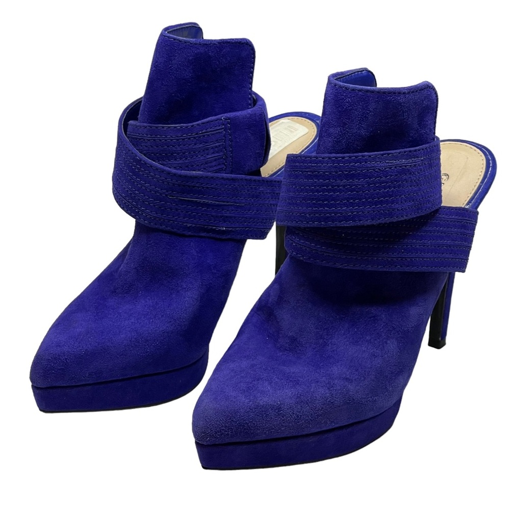 new Gianni Bini ♥︎ Suede Ankle Wrap Platform Slingback Stilettos Heels ♥︎ Cobalt - Picture 7 of 16